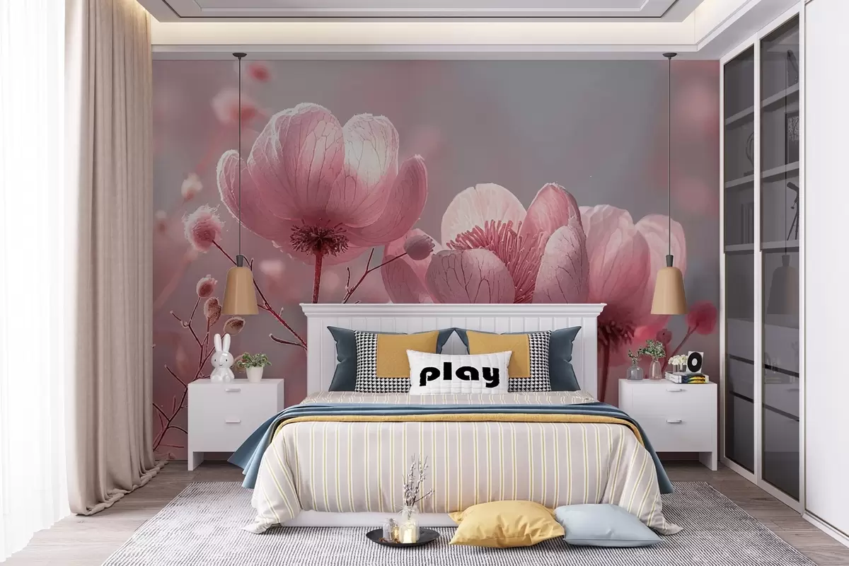 murales de pared Flores de cerezo rosadas w01511