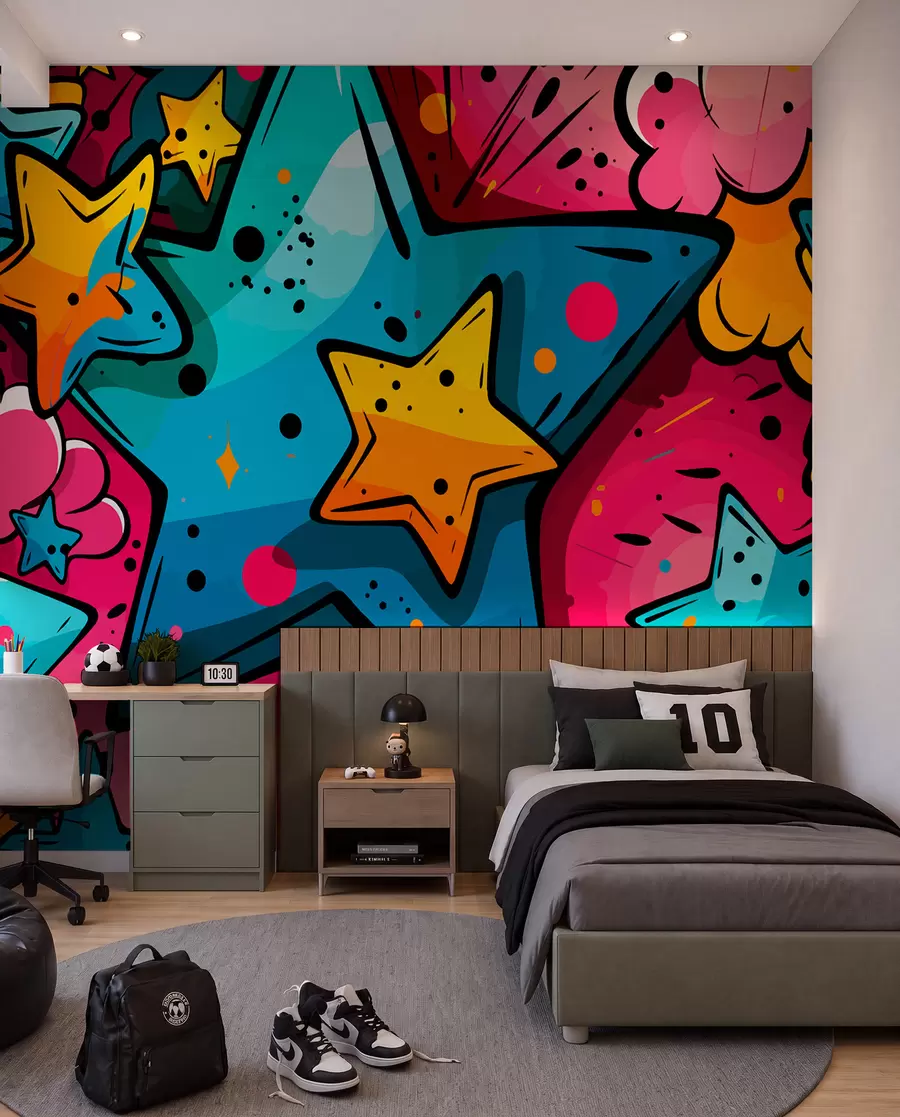 murales de pared Estallido de color de cómic w01063