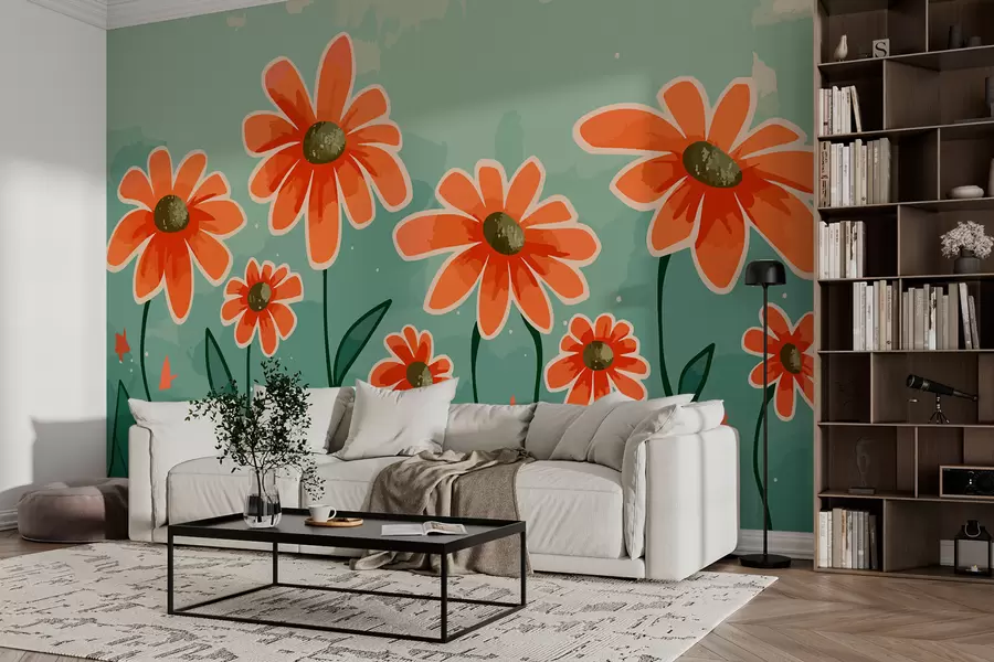 murales de pared Margaritas naranjas w01066
