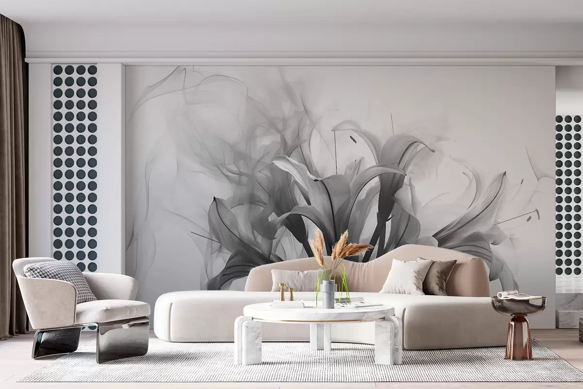 Murales de pared Flores blancas y negras w01072 murales de pared Flores blancas y negras w01072