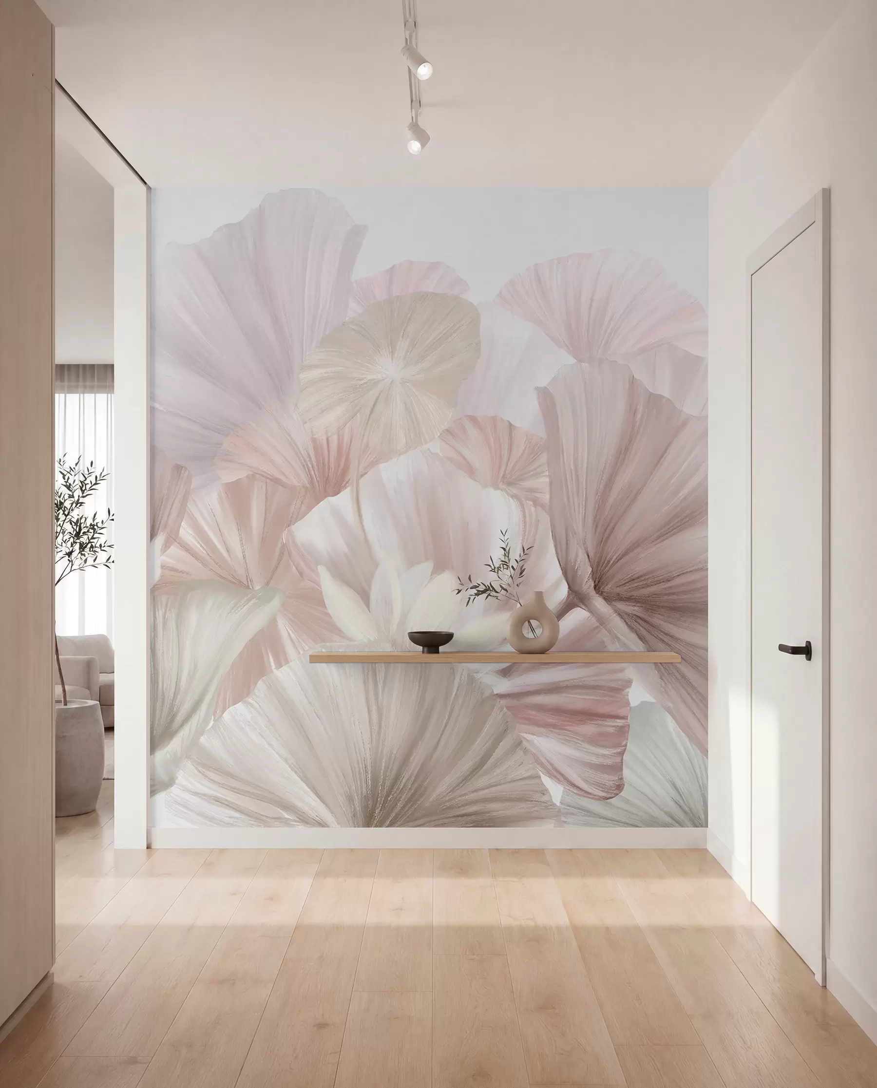 murales de pared Abanicos de pétalos rosas w08265v1