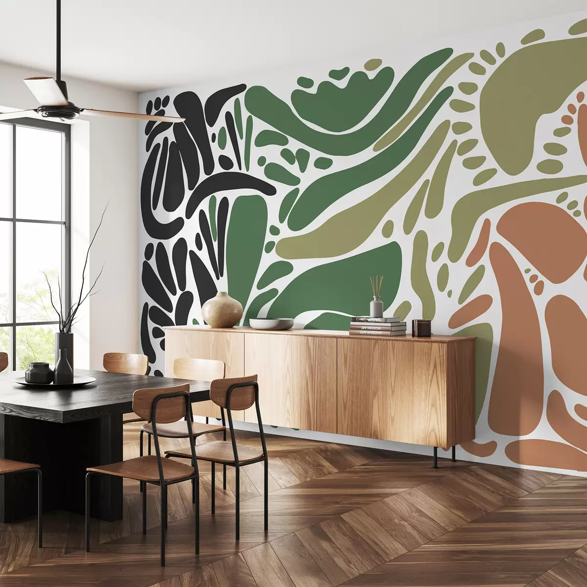 Murales de pared Motivo geométrico abstracto, estilo tribal, colores naturales w01623v7 murales de pared Motivo geométrico abstracto, estilo tribal, colores naturales w01623v7