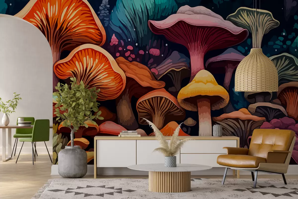 Murales de pared Hongos multicolores w01112 murales de pared Hongos multicolores w01112