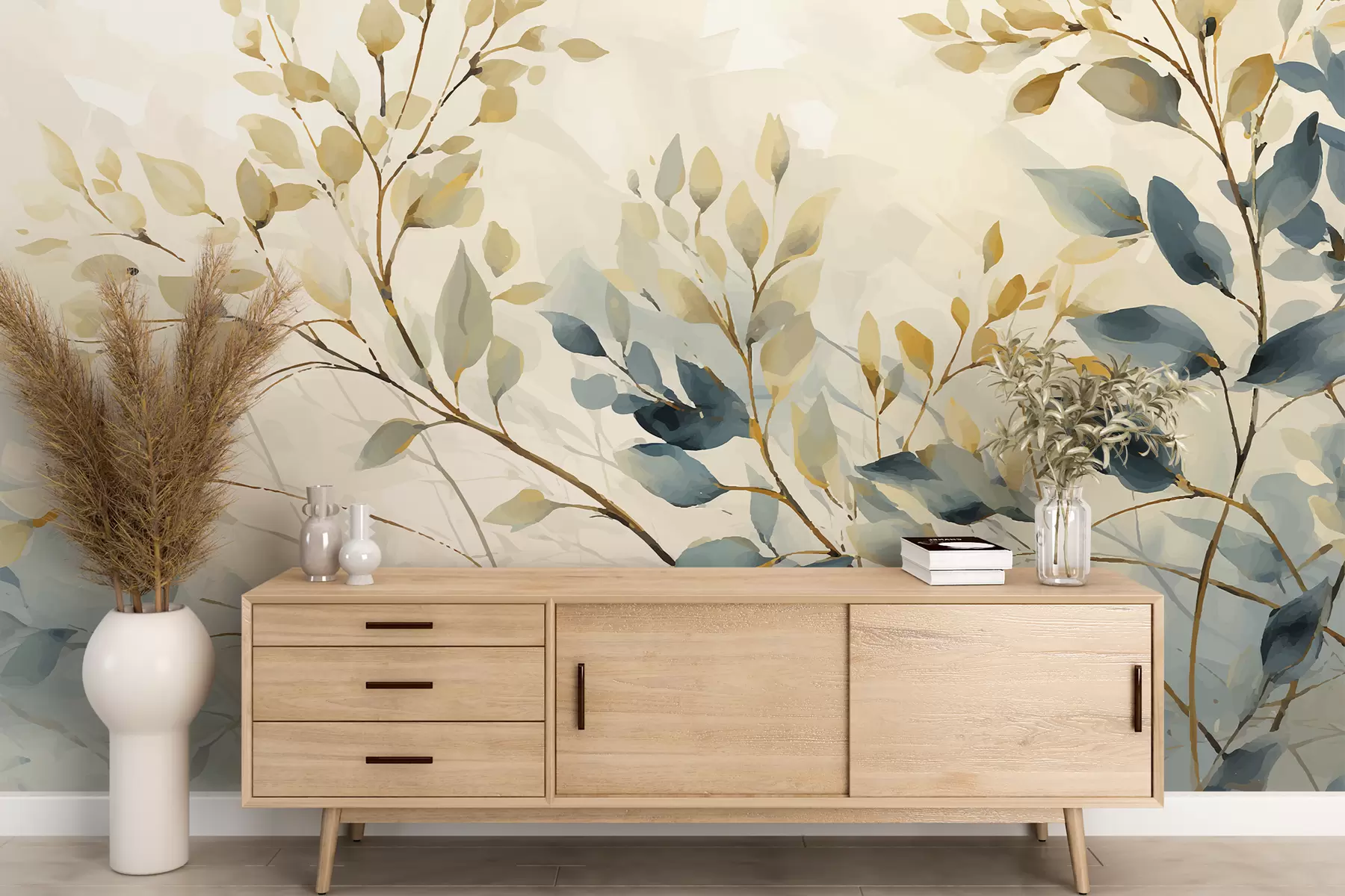 murales de pared Acuarela, hojas, follaje alto w01667