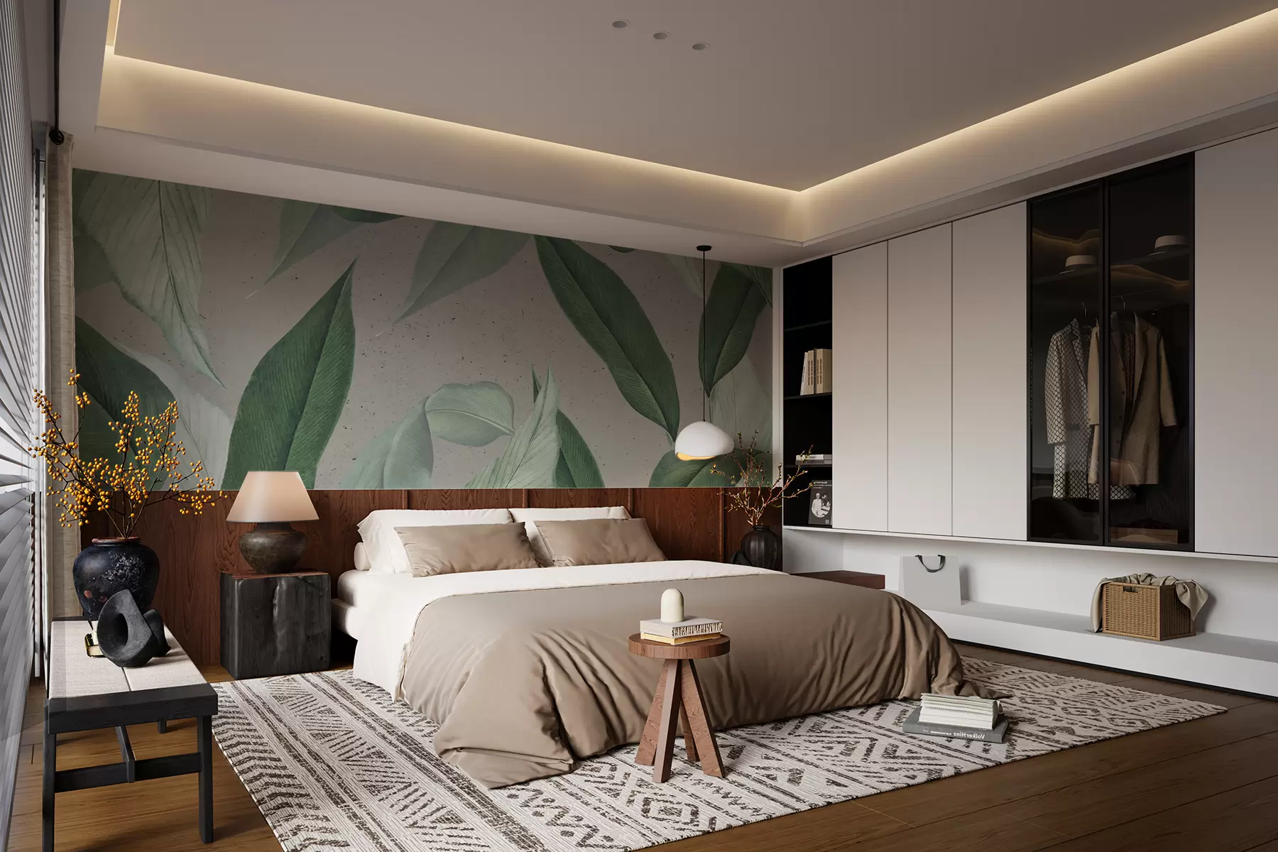 murales de pared Grandes hojas verdes, pared w01672