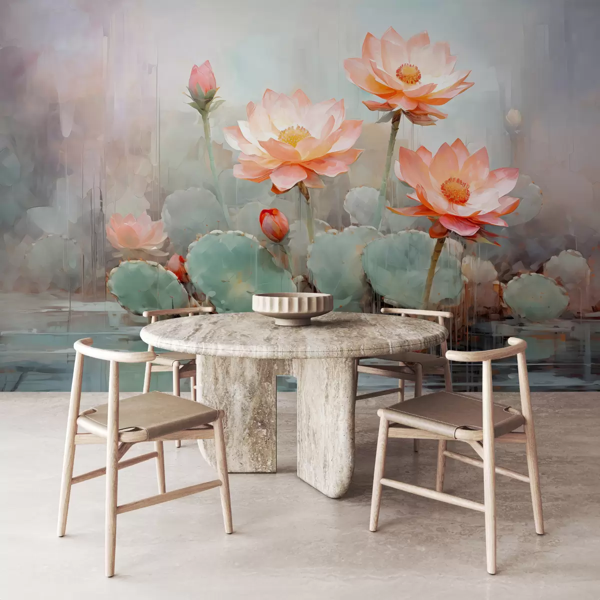 Murales de pared Flores y hojas de nenúfar en un estanque w01651 murales de pared Flores y hojas de nenúfar en un estanque w01651