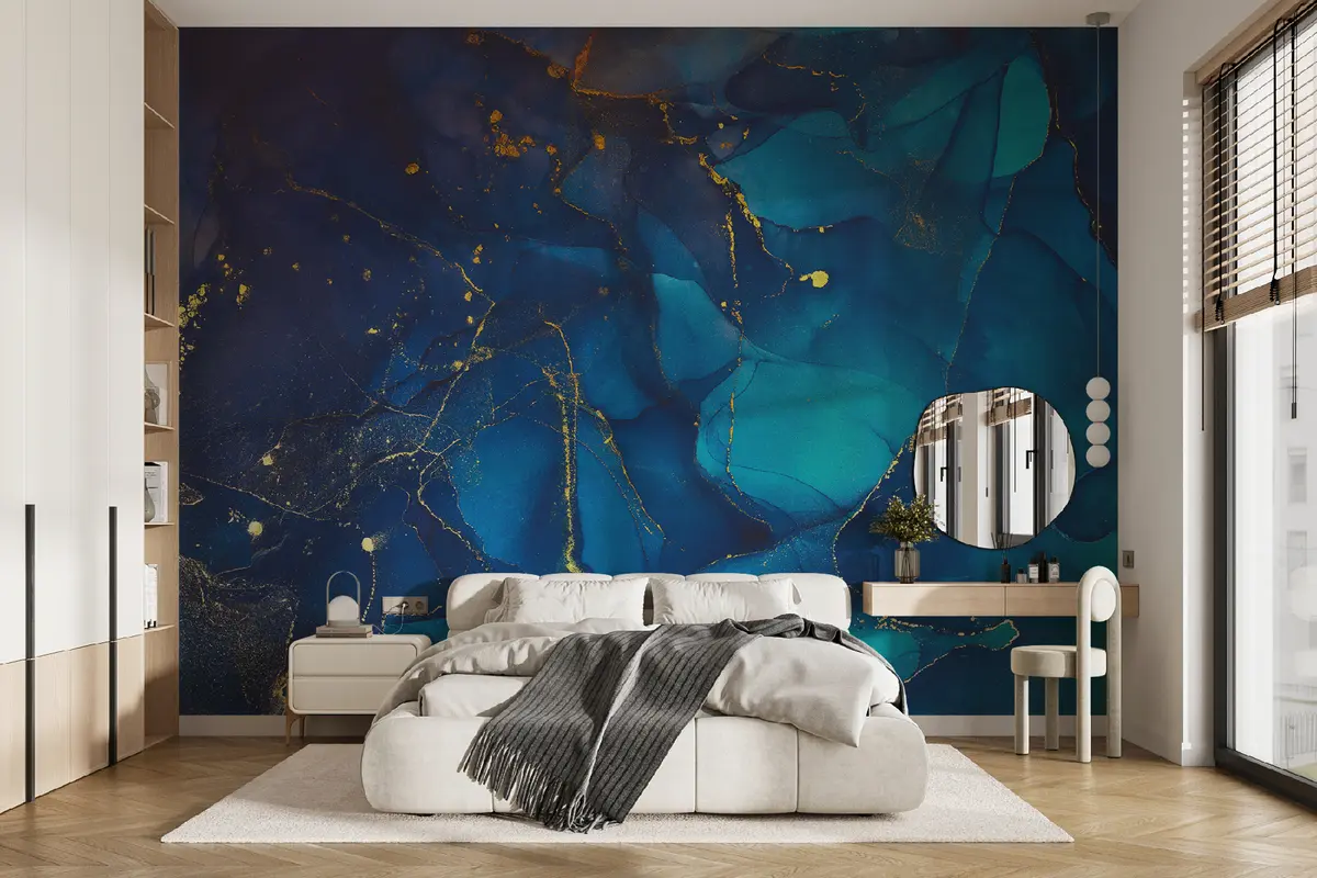 murales de pared Líquido, azul y azul u33258