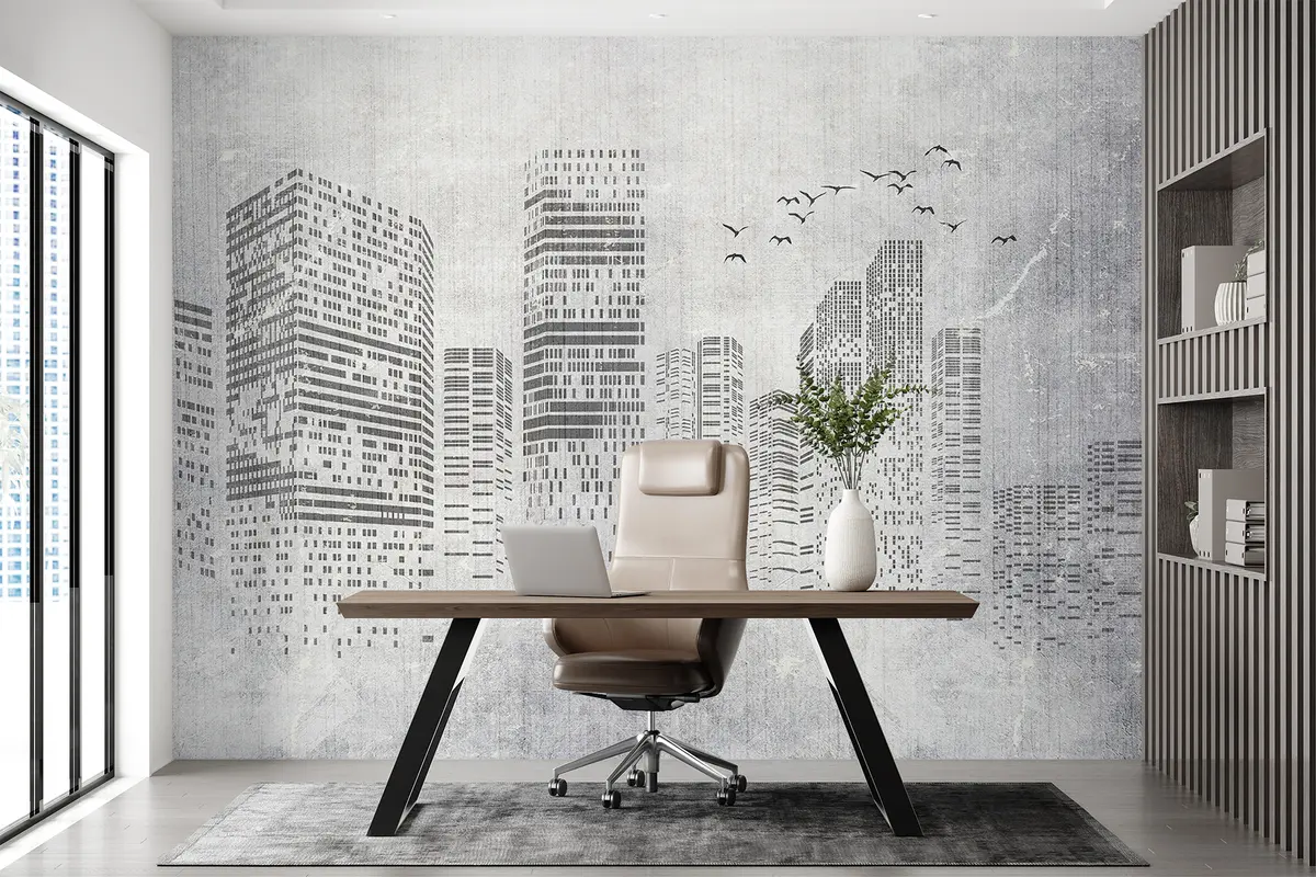 murales de pared Pájaros sobre la ciudad, minimalismo u34725