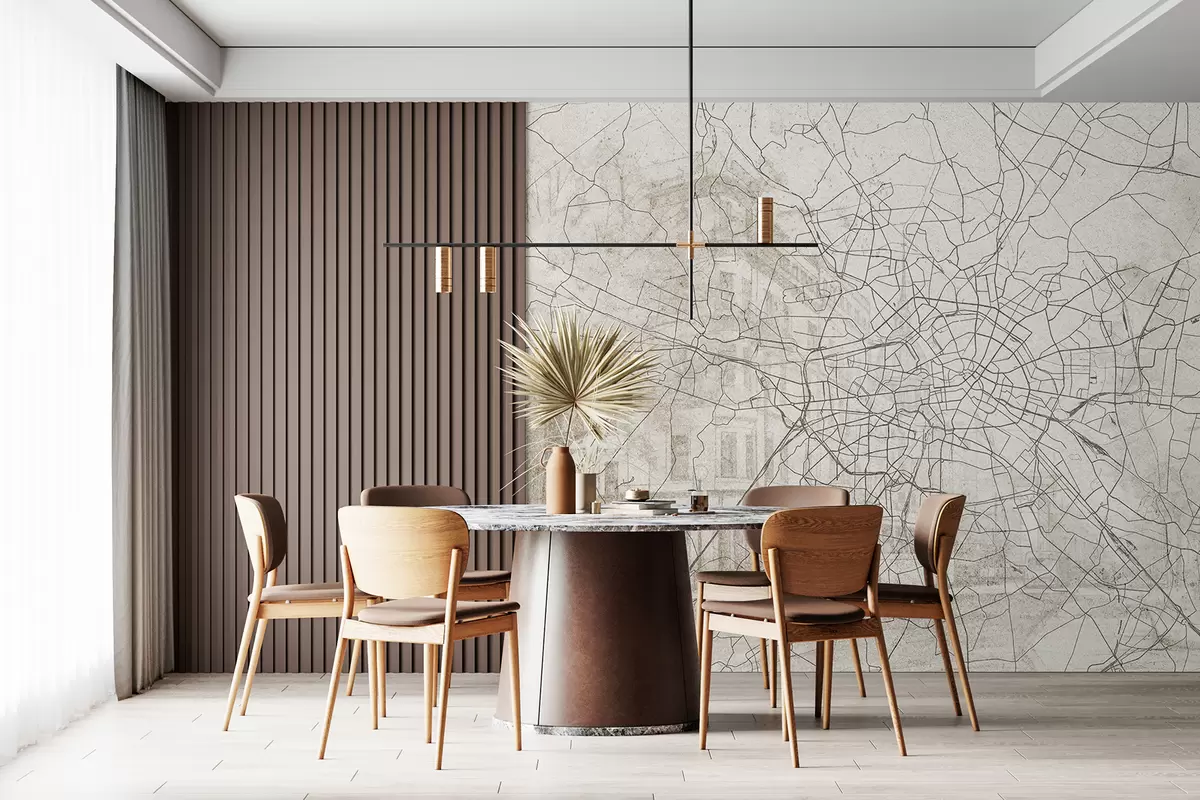 Murales de pared Mapa de la ciudad de Berlín, dibujo lineal, arquitectura, Alemania, colores beige w01696 murales de pared Mapa de la ciudad de Berlín, dibujo lineal, arquitectura, Alemania, colores beige w01696