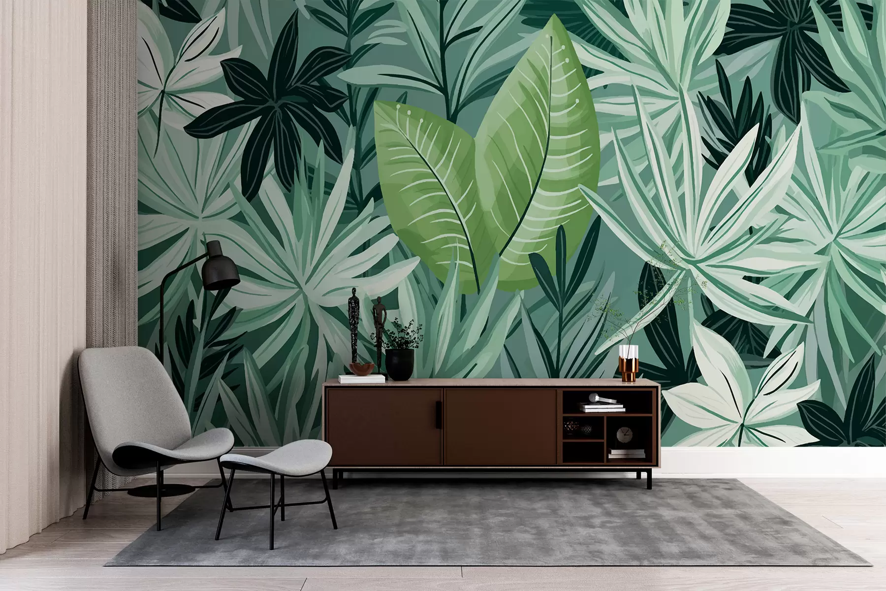 murales de pared Follaje tropical w01737