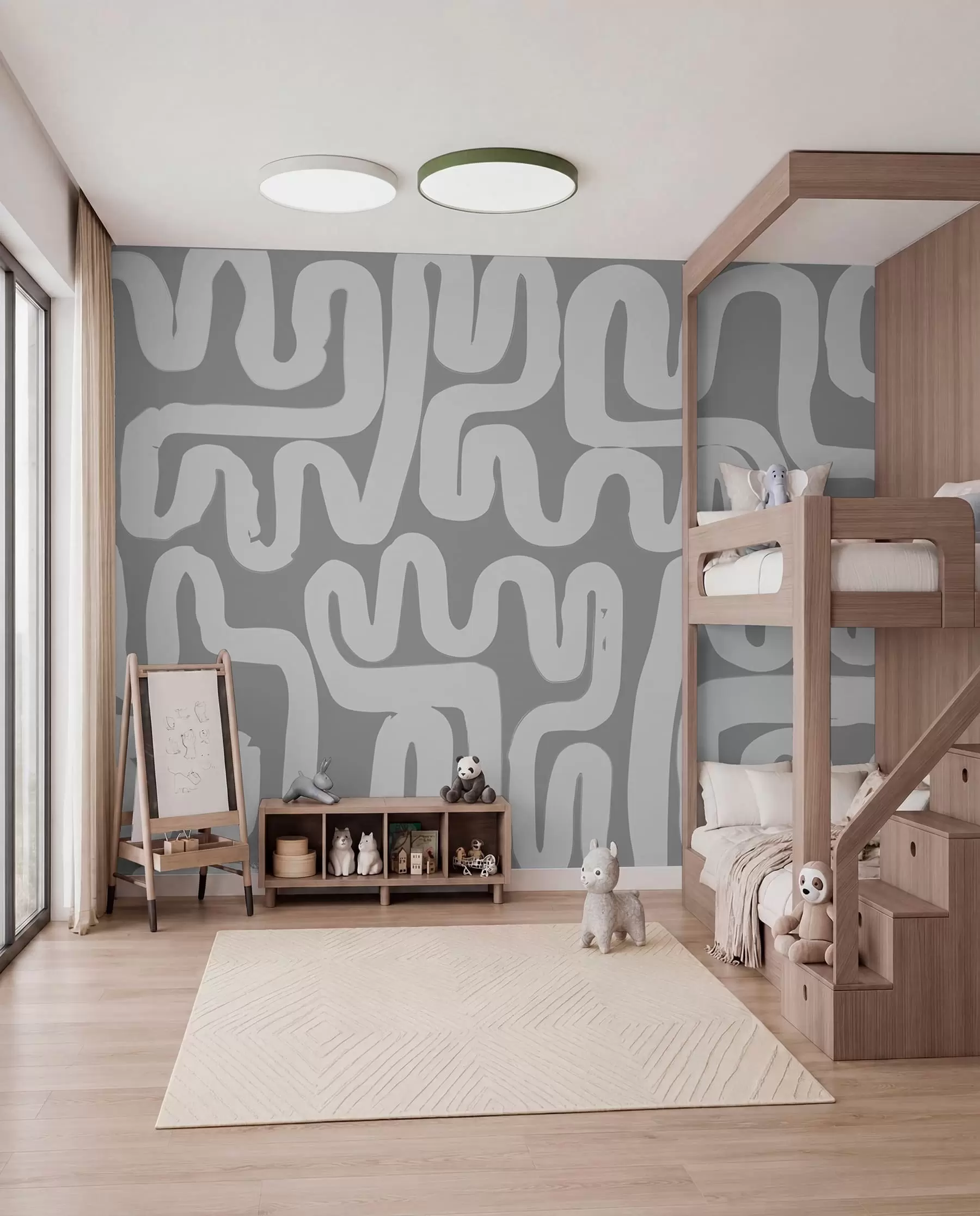 murales de pared Líneas sinuosas en gris w01686v2