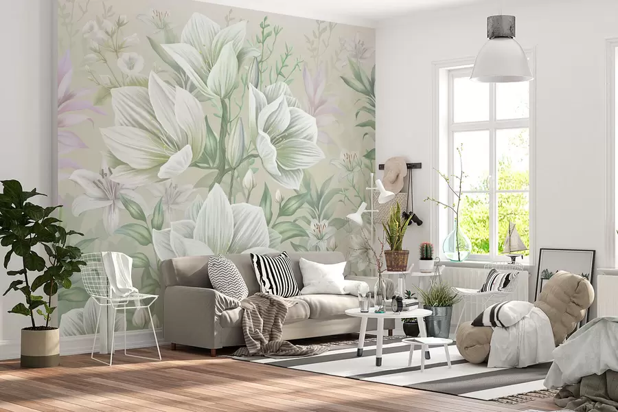 Murales de pared Hermosas flores grandes con lirios w01751 murales de pared Hermosas flores grandes con lirios w01751