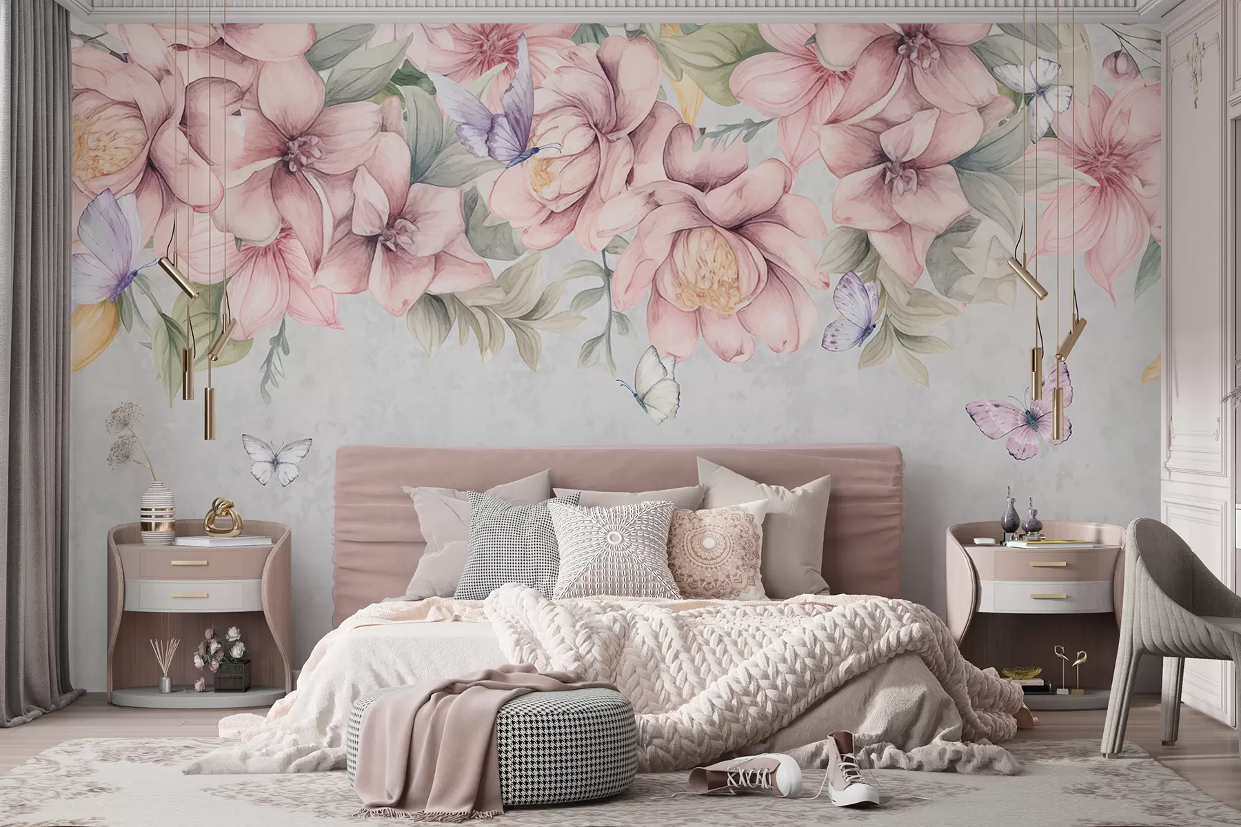 murales de pared Bóveda de flores rosas w08331