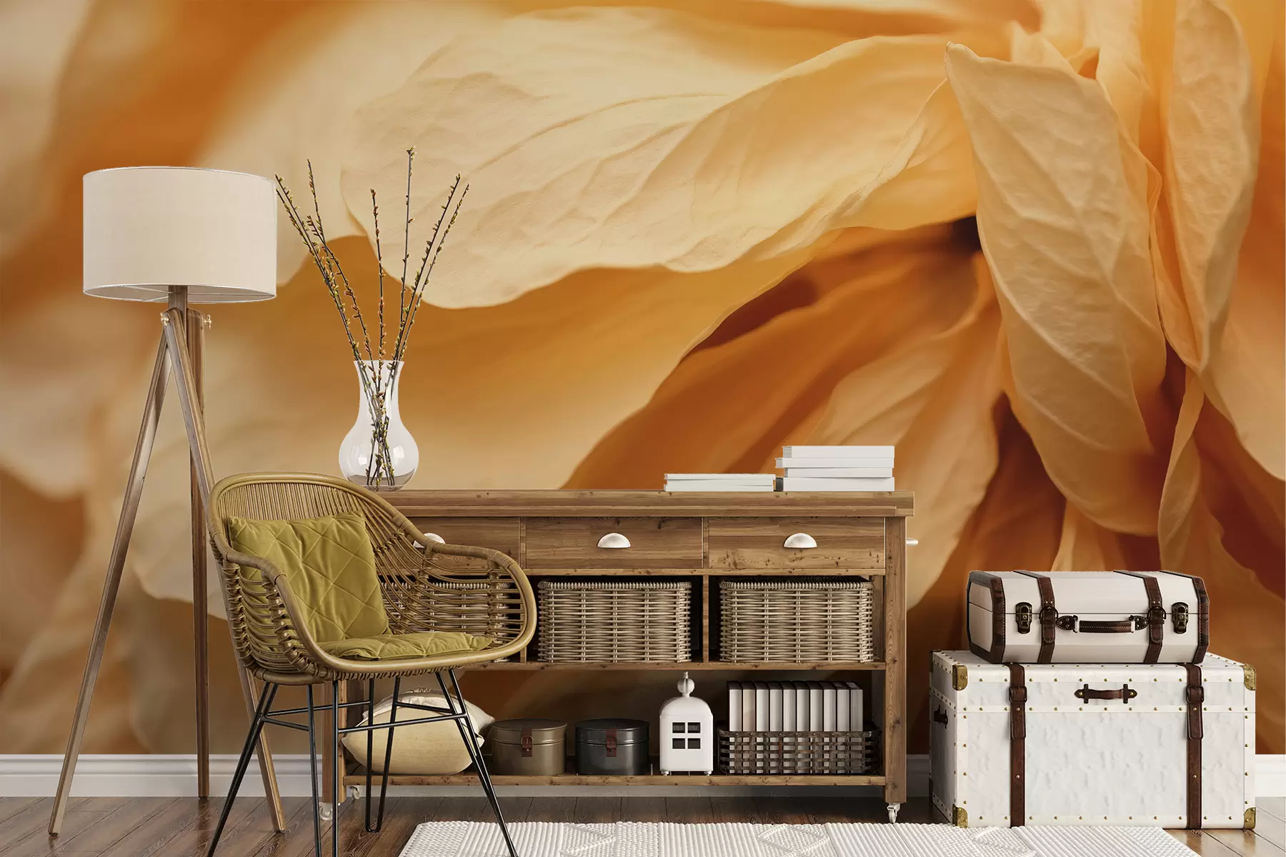 murales de pared Pétalos Maro close-up, beige anaranjado w01767