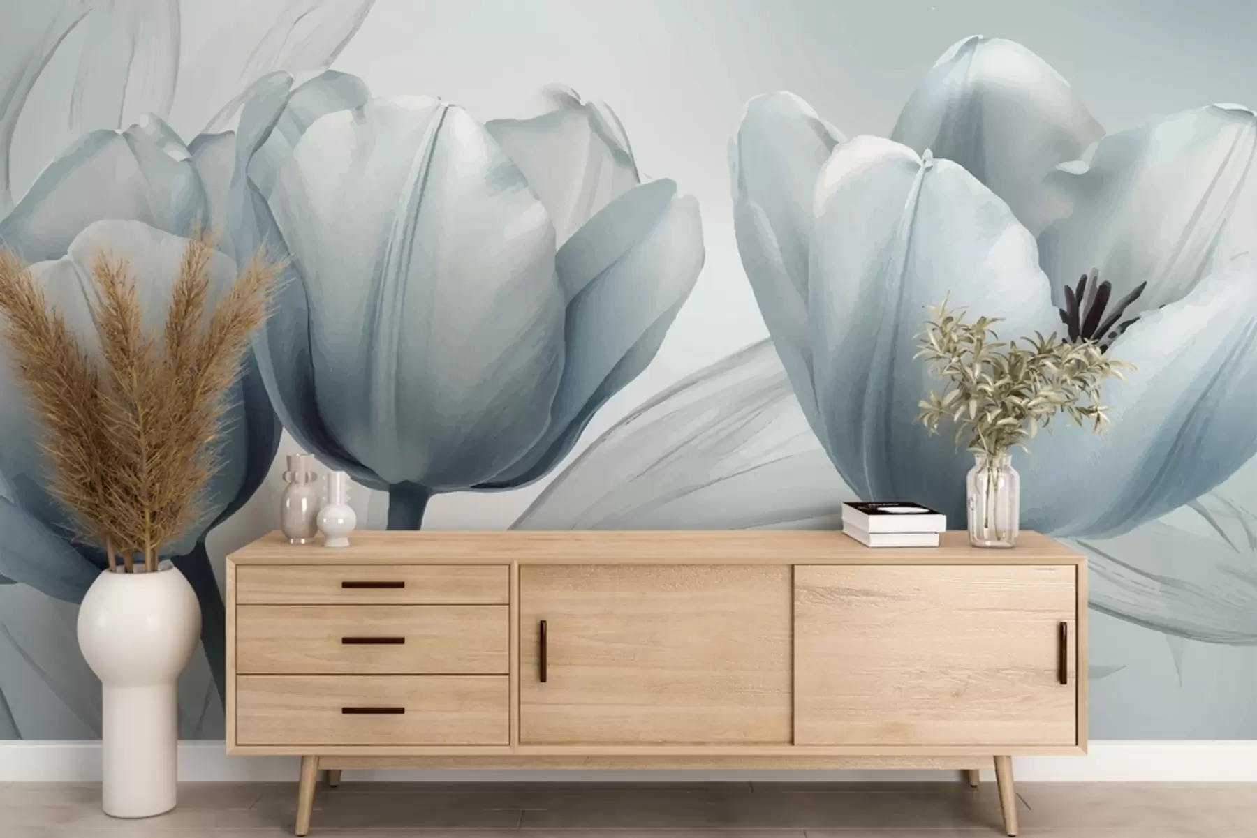 murales de pared Tulipanes azules grandes w01810