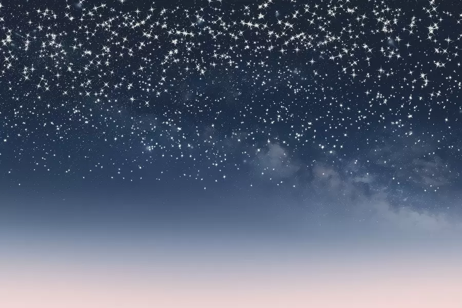 murales de pared Cielo nocturno estrellado, degradado rosa, cósmico, constelaciones w01797