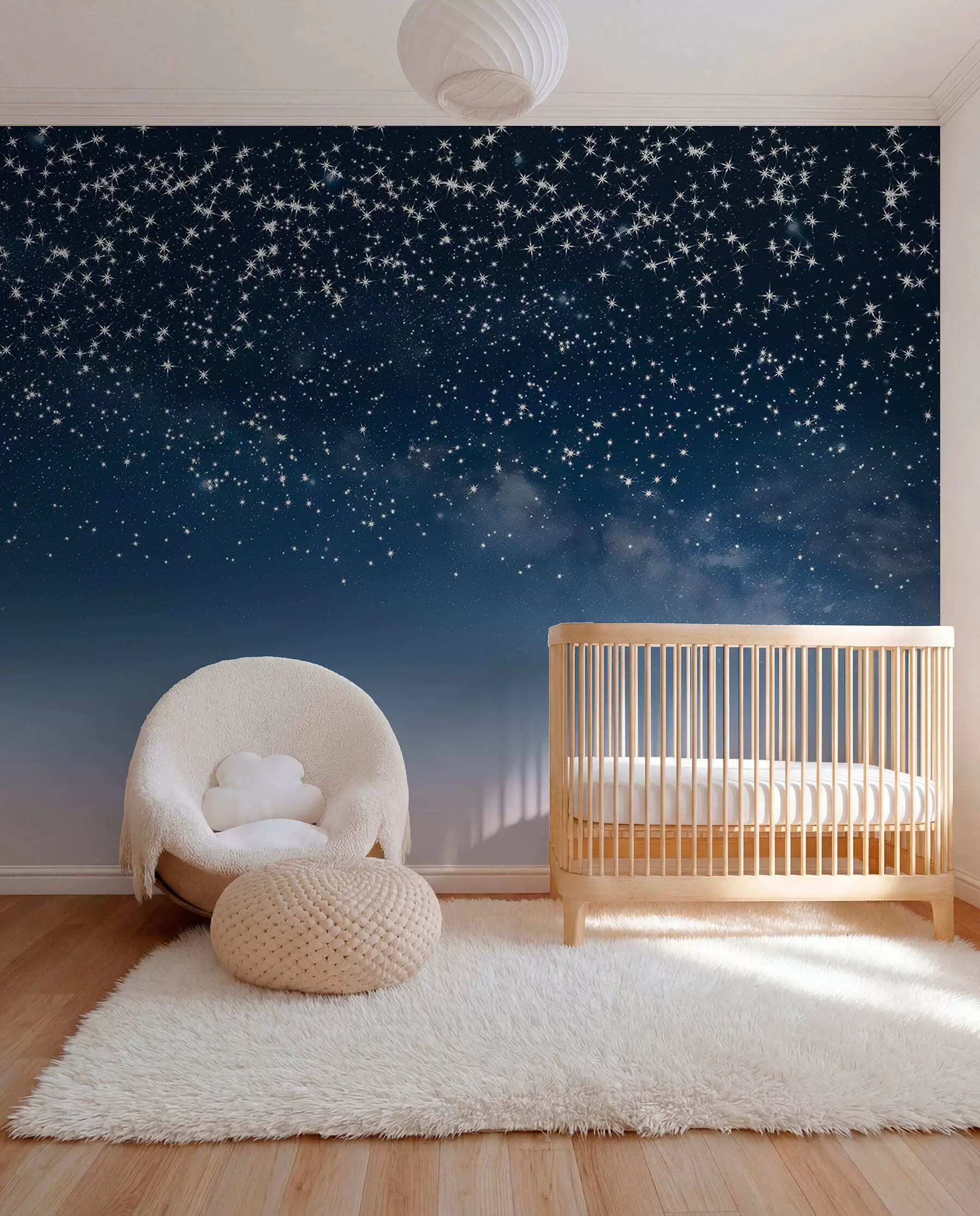 murales de pared Cielo nocturno estrellado, degradado rosa, cósmico, constelaciones w01797