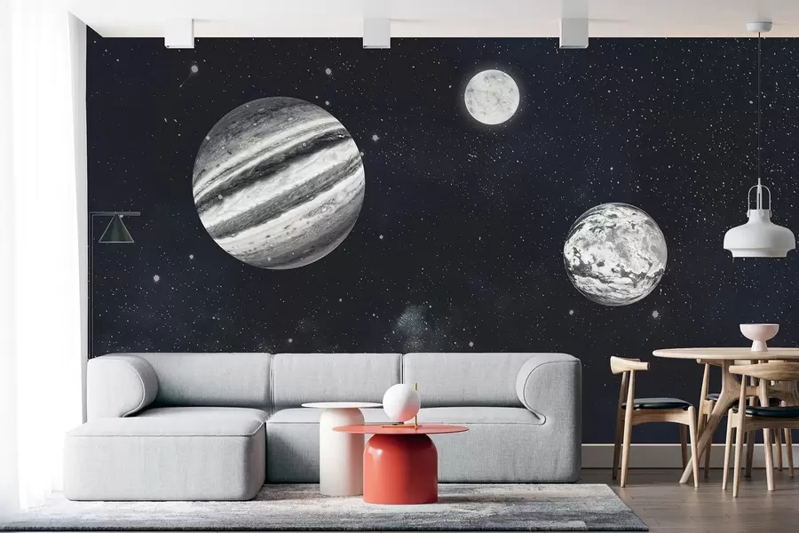 Murales de pared Espacio cósmico con estrellas y plantas w01799 murales de pared Espacio cósmico con estrellas y plantas w01799