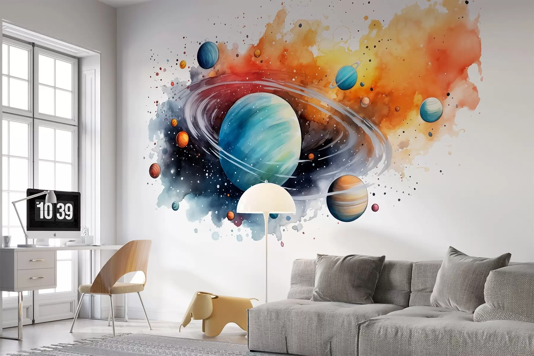 murales de pared Acuarela cósmica, planetas, estrellas w01804