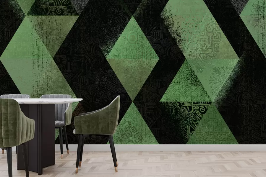 murales de pared Adornos de elegante geometría en color verde w01793v1