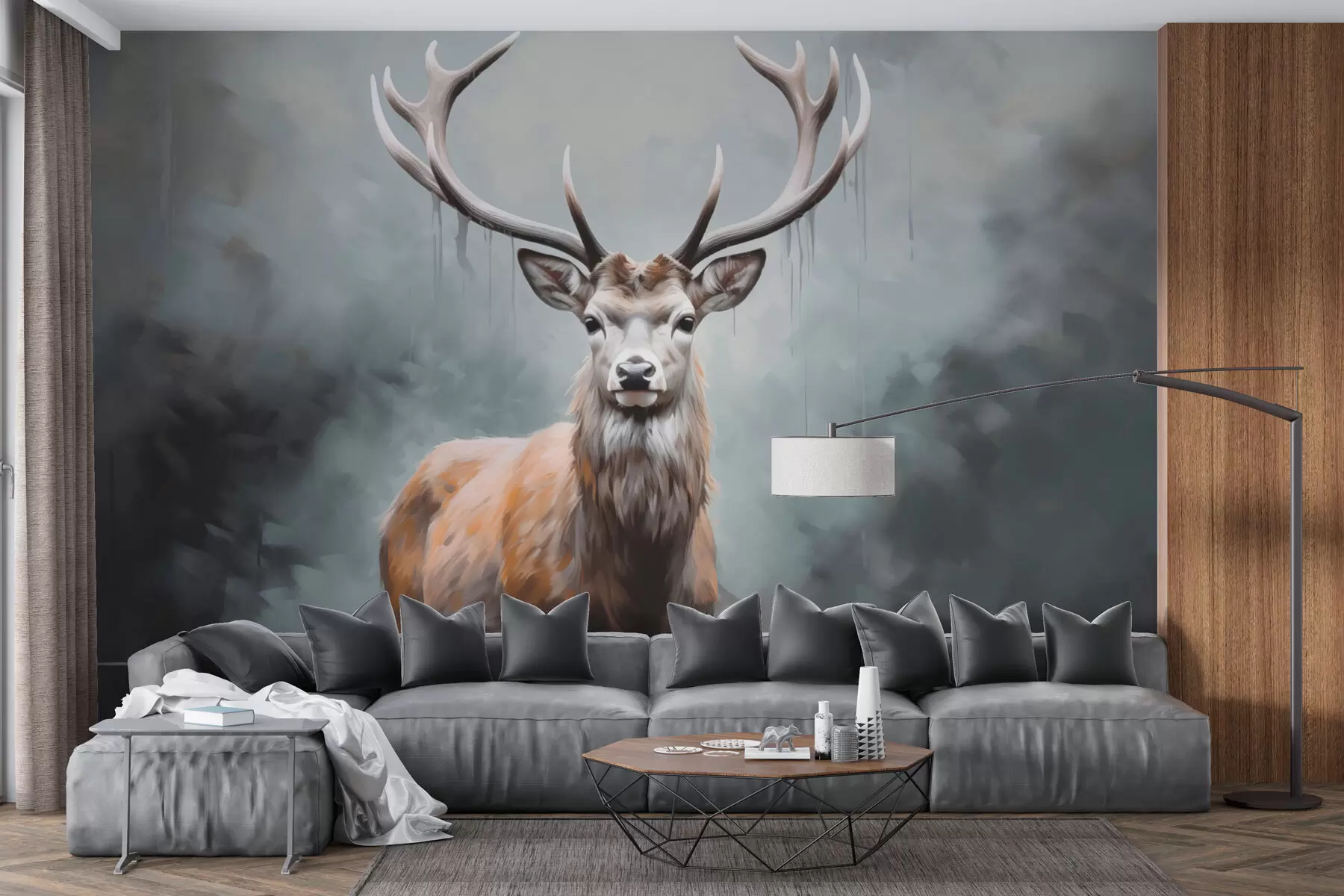 murales de pared Elegante ciervo en la niebla w01796