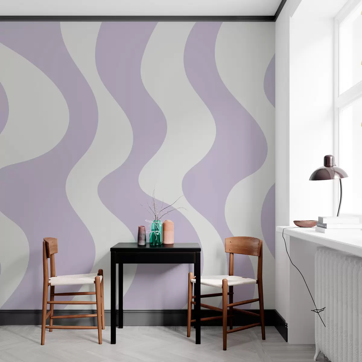 murales de pared Líneas moradas sinuosas w01833v4