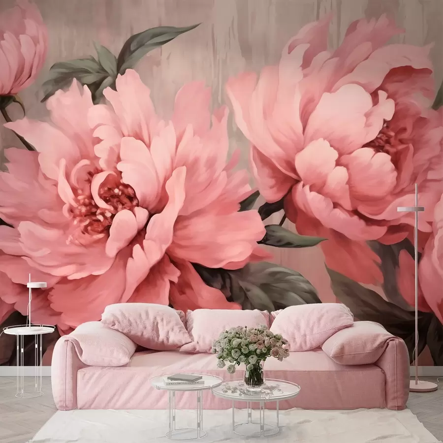 Murales de pared peonías rosadas w01906 murales de pared peonías rosadas w01906