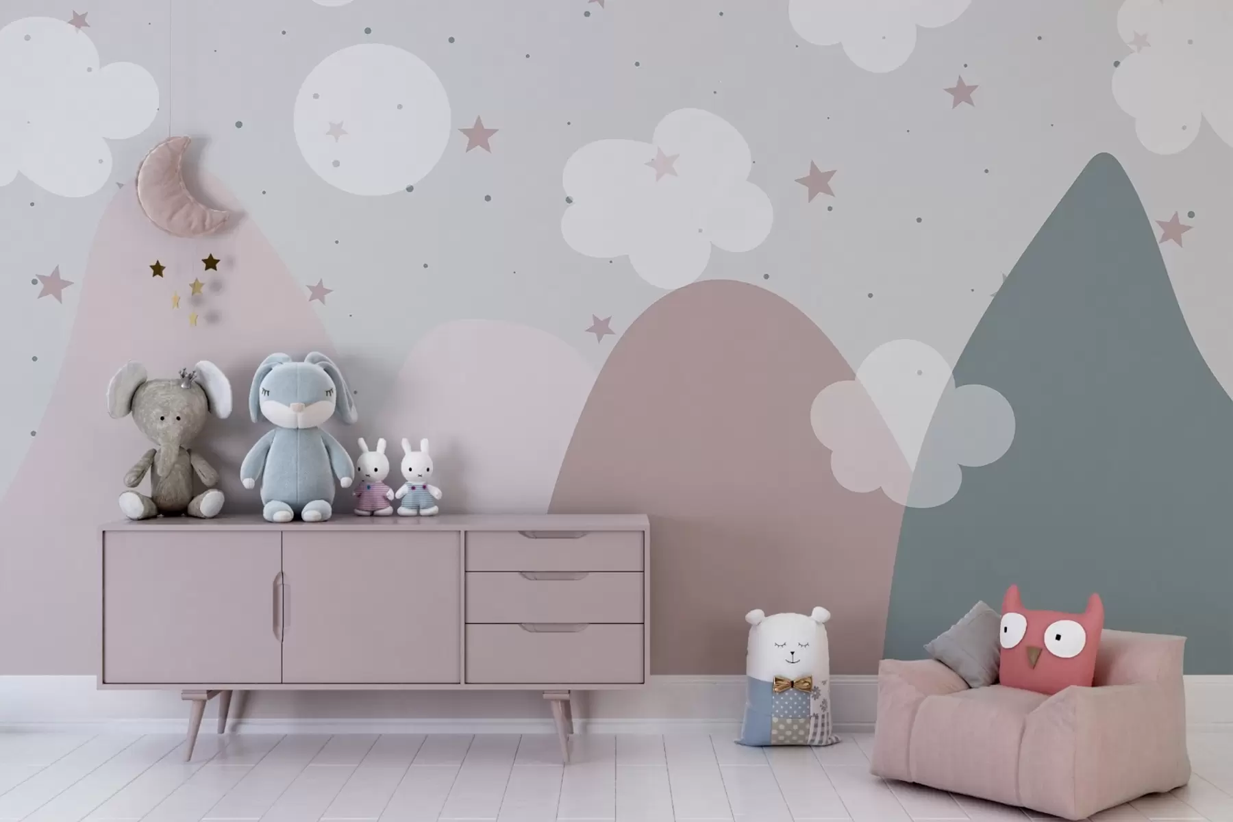 murales de pared Nubes en las suaves montañas w02000