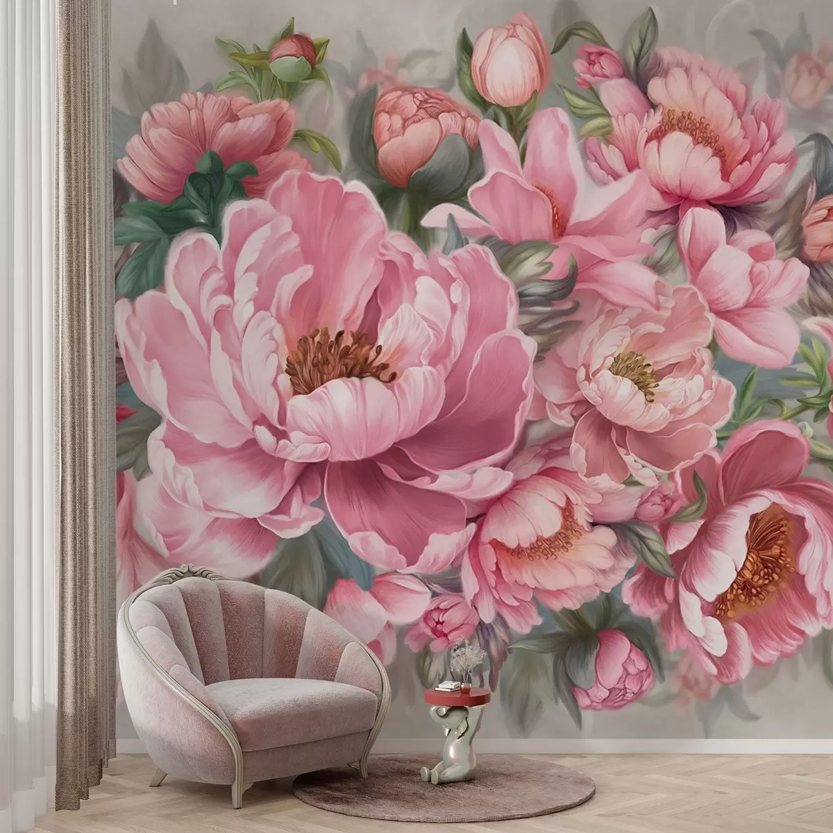 Murales de pared Flores grandes de color rosa w01966 murales de pared Flores grandes de color rosa w01966
