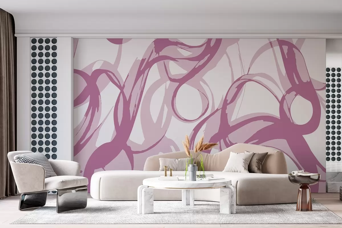 murales de pared Motivo abstracto de líneas fluidas w01969v3