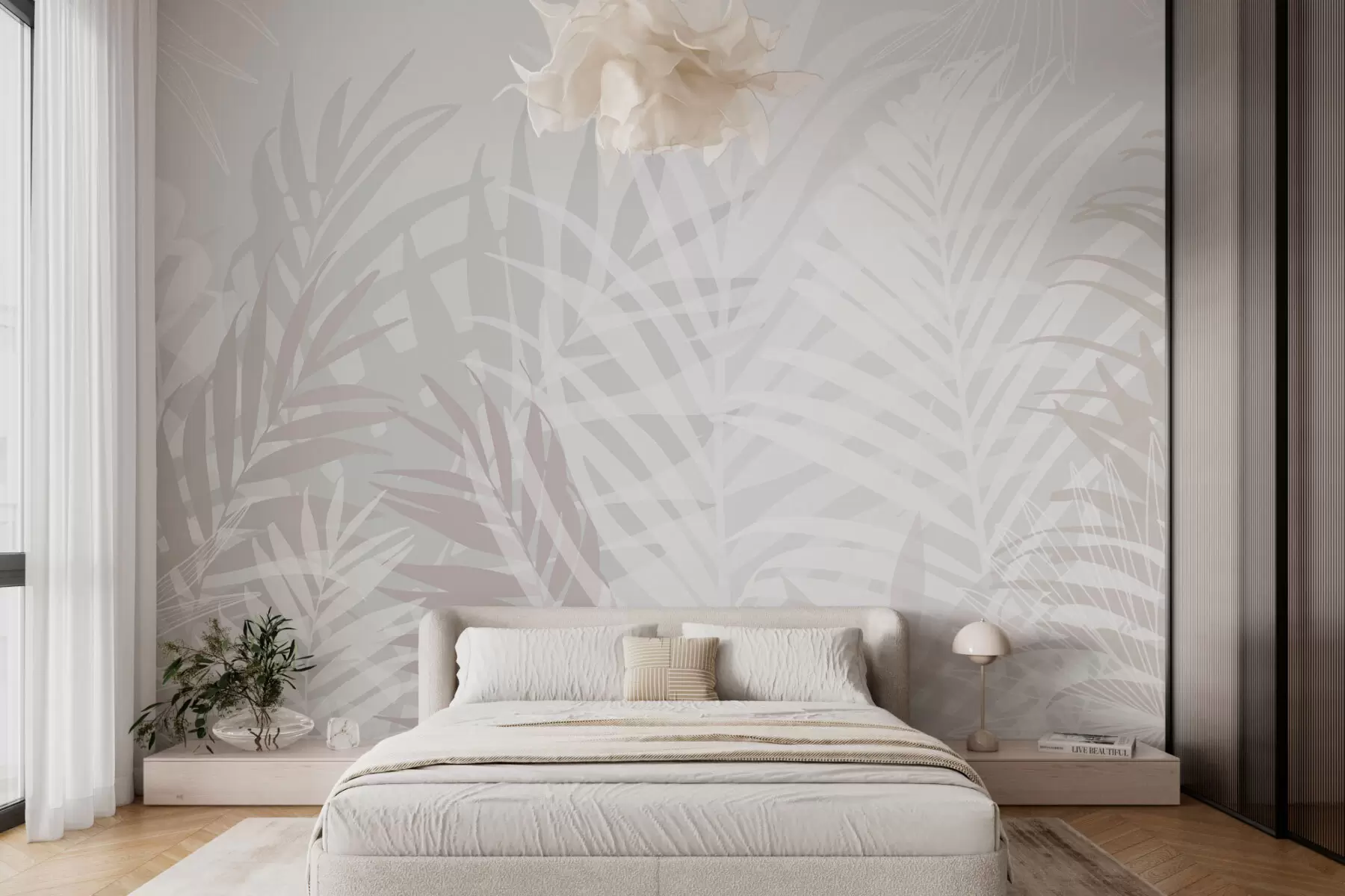 murales de pared Hojas tropicales de moda w02026