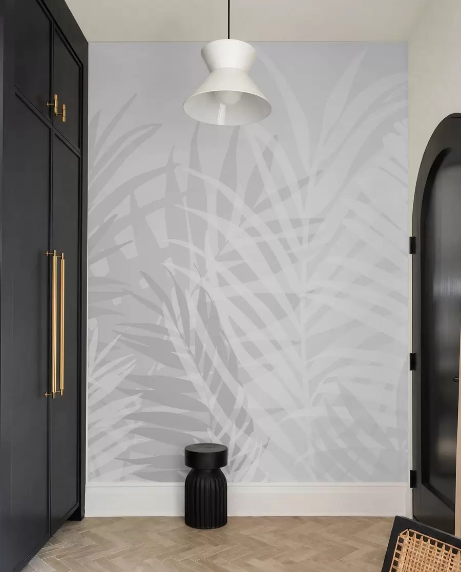 murales de pared Sombras de palmas en gris w02026v1