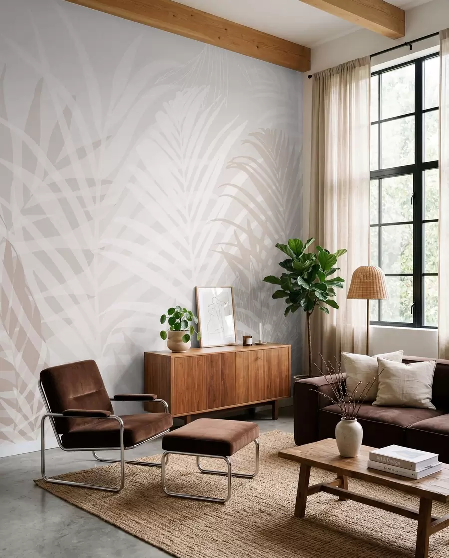 murales de pared Hojas tropicales de moda w02026v2