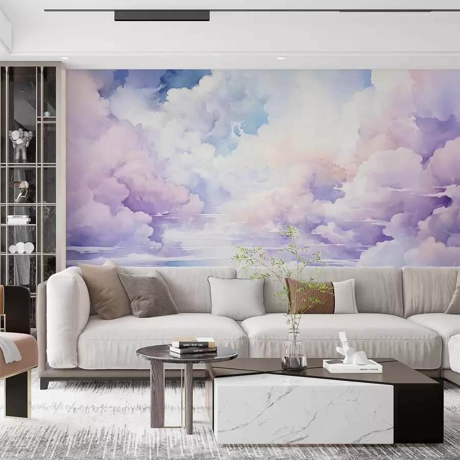 murales de pared Cielo con nubes acuarela w02043