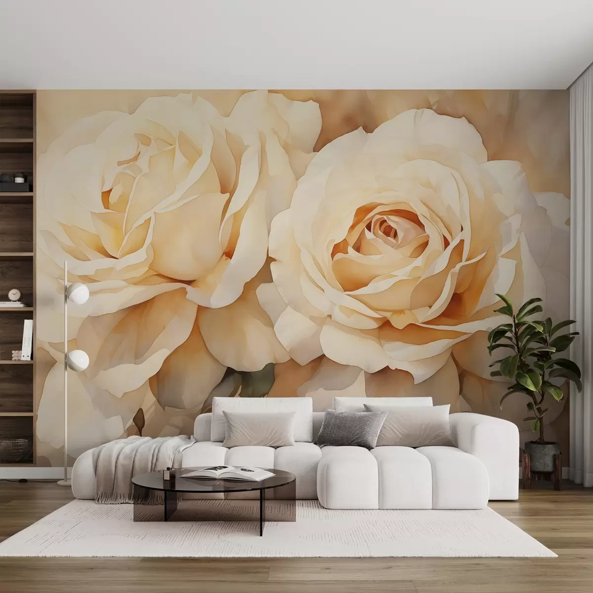 Murales de pared Rosas acuarela, beige, color naranja w02044 murales de pared Rosas acuarela, beige, color naranja w02044