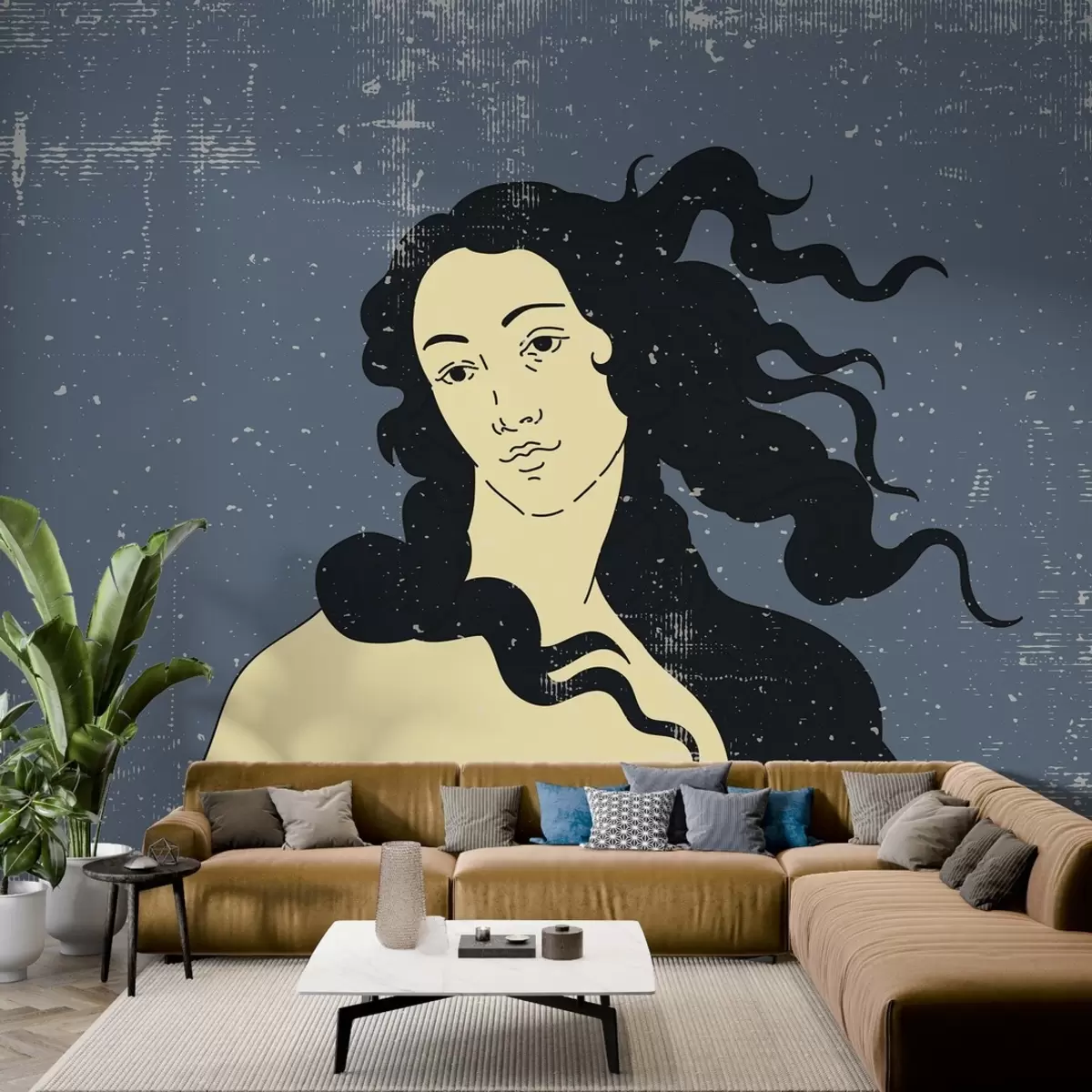 Murales de pared Venus con textura retro sobre fondo azul w02054 murales de pared Venus con textura retro sobre fondo azul w02054