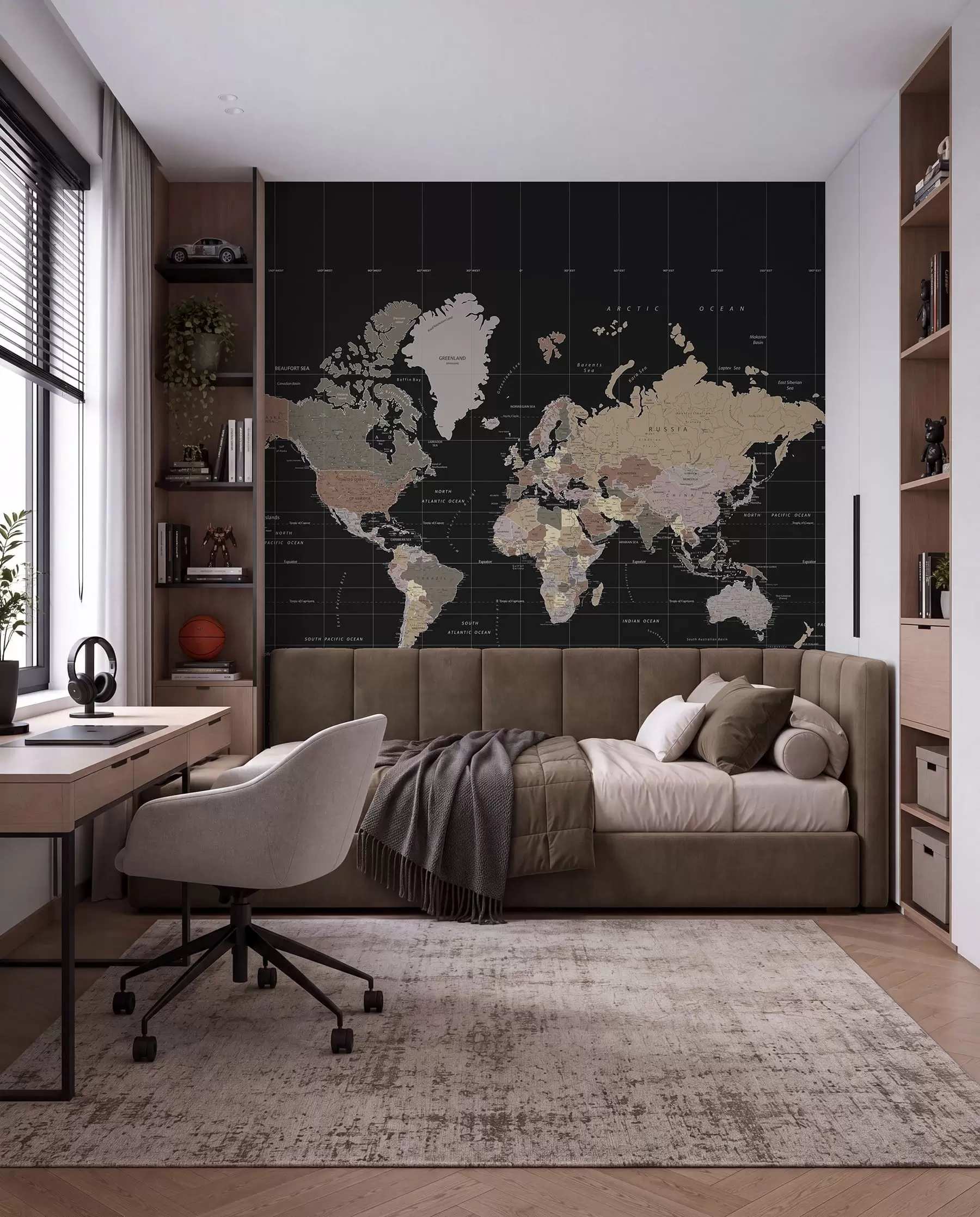 murales de pared Mapa del mundo con diversos países delineados u99477d1