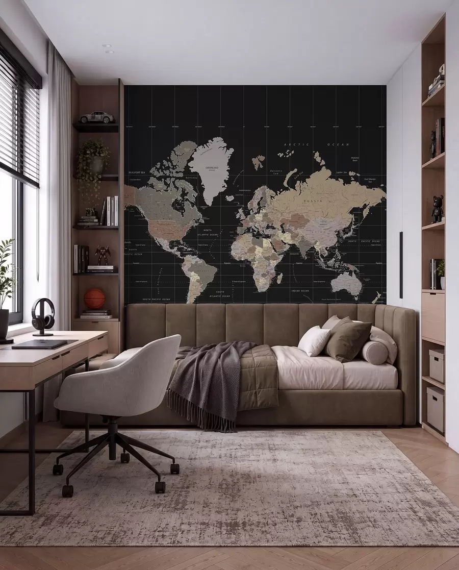murales de pared Mapa del mundo con diversos países delineados u99477d1