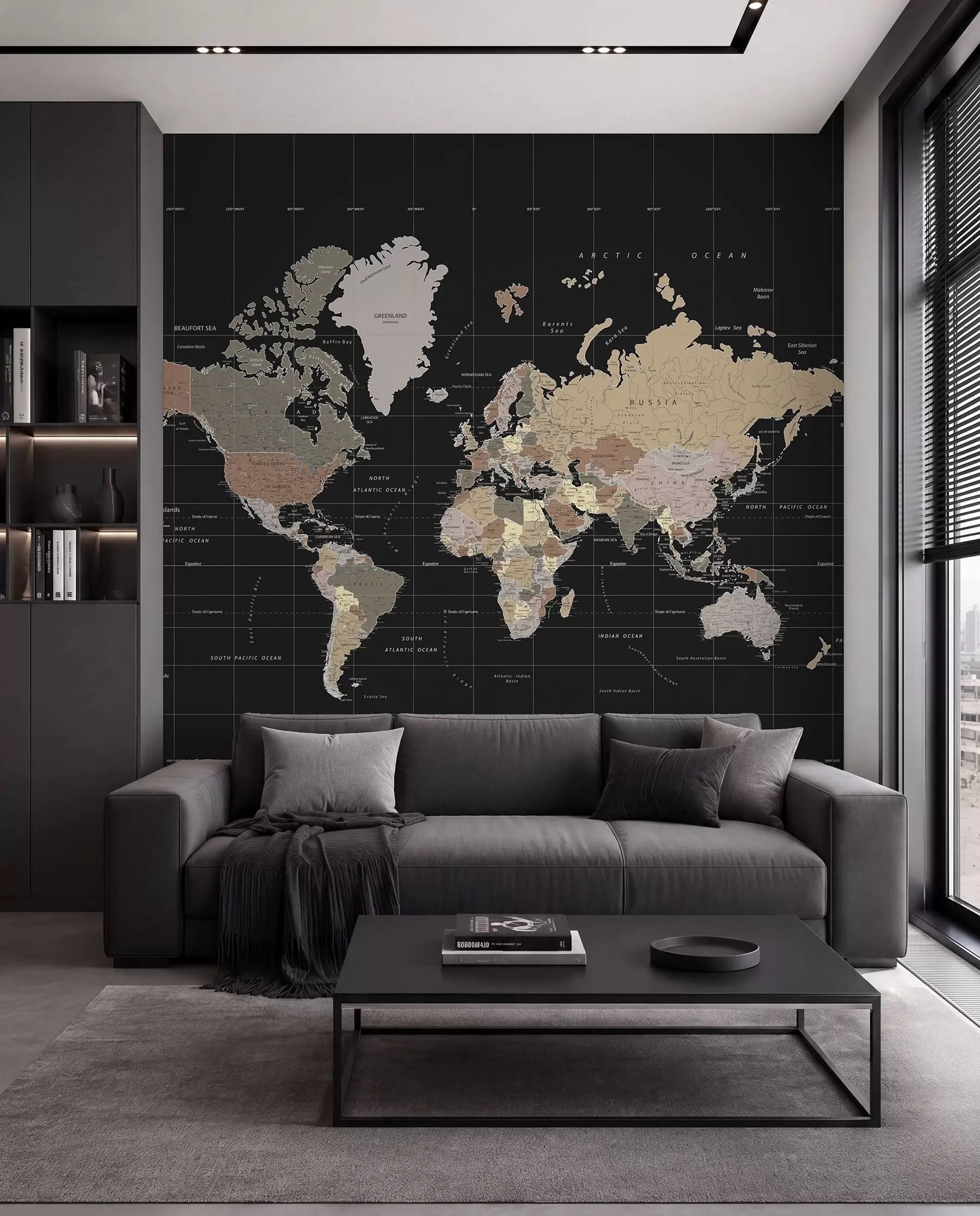 murales de pared Mapa del mundo con diversos países delineados u99477d1