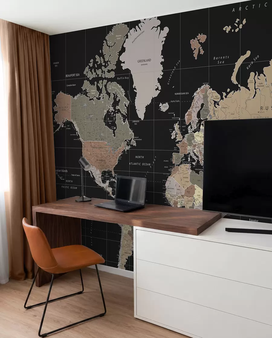 murales de pared Mapa del mundo con diversos países delineados u99477d1