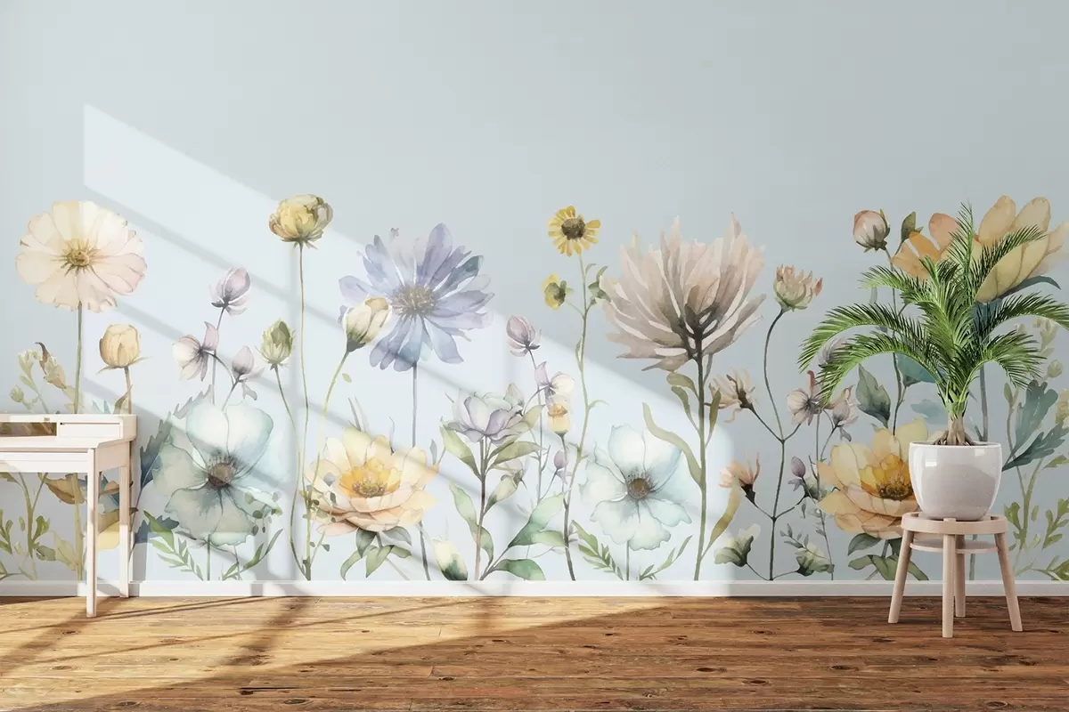 murales de pared Flores en tonos pastel w00398
