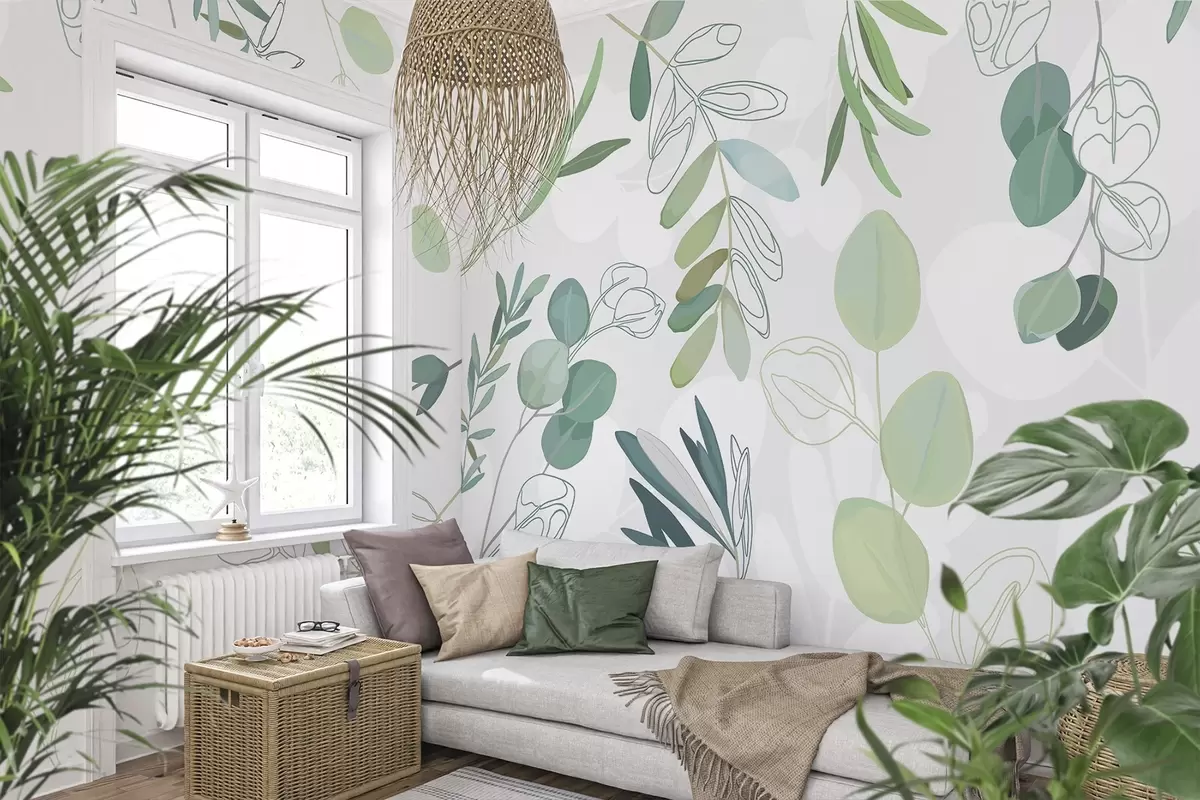 Murales de pared Delicado verdor en tonos relajantes w00409 murales de pared Delicado verdor en tonos relajantes w00409