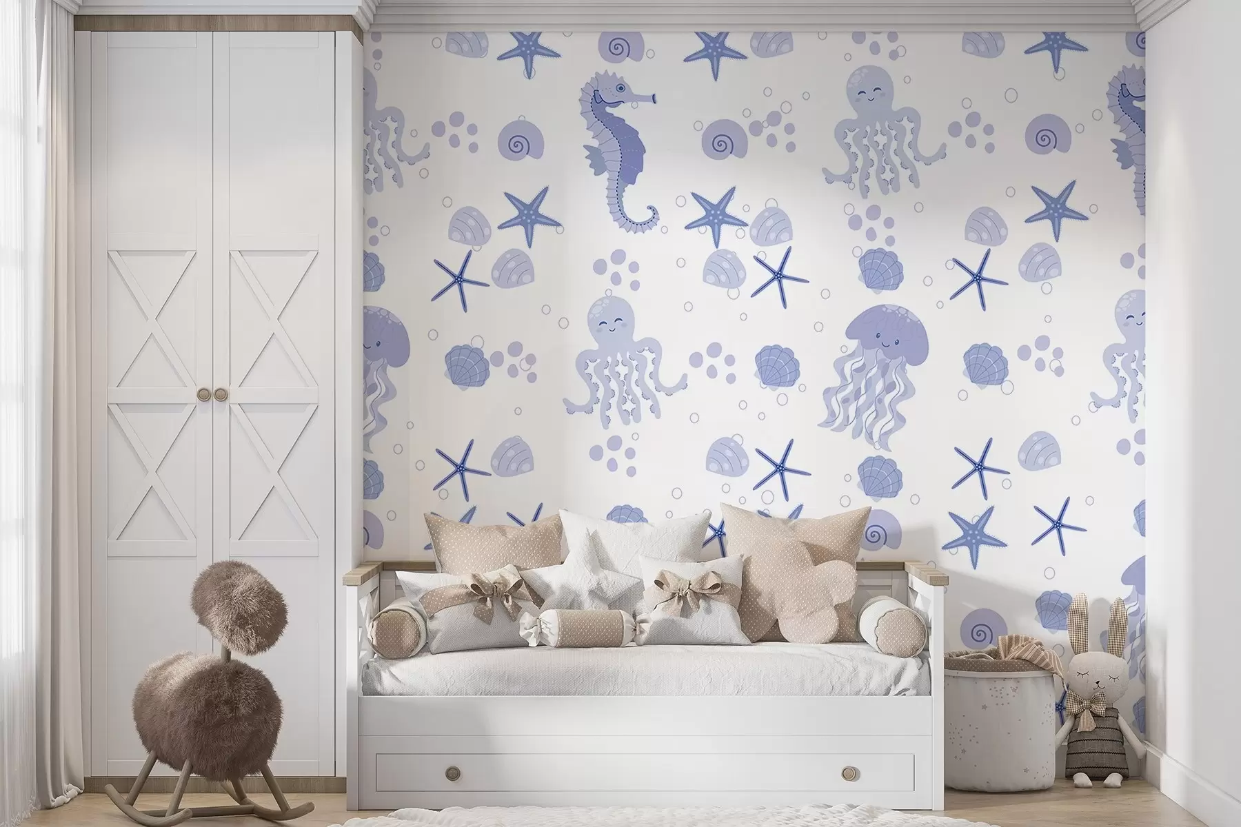 murales de pared Amigos submarinos en colores suaves w00721v3