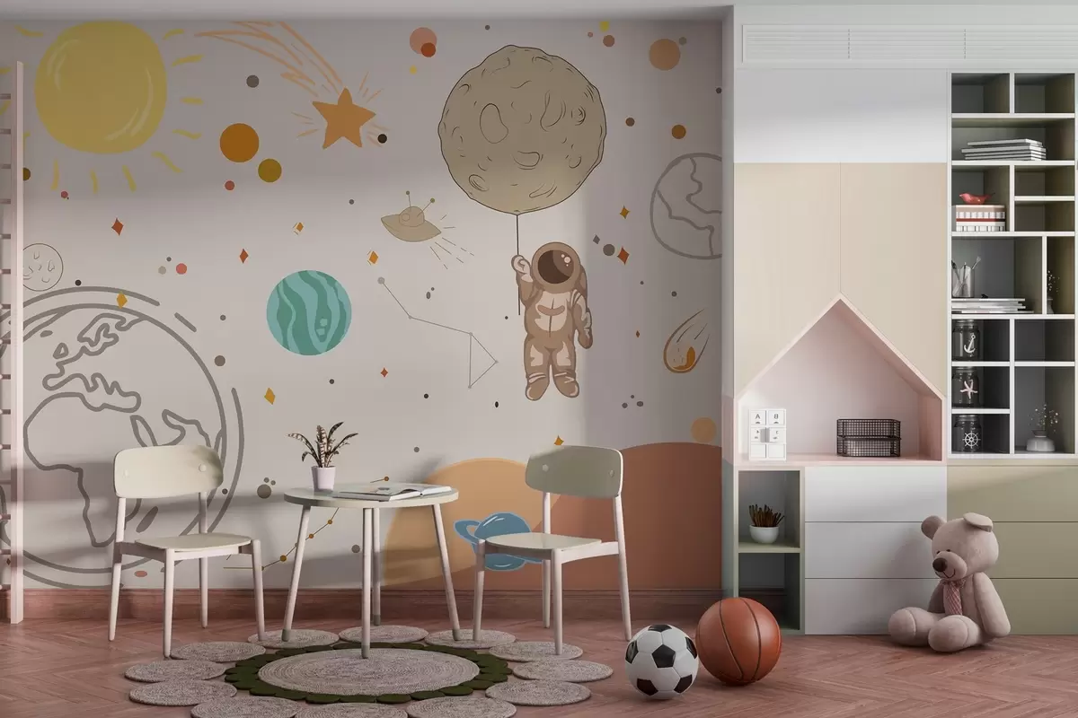 murales de pared Astronauta explorando un universo de colores w00743
