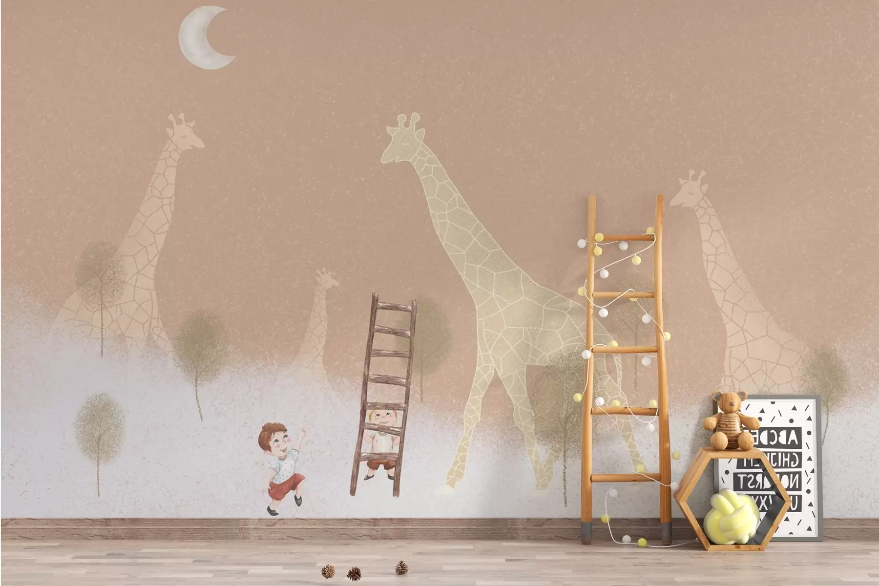 murales de pared Alcanzar los sueños con jirafas cerca w00811