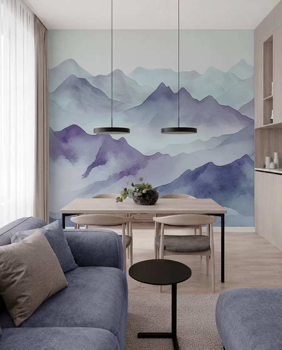 murales de pared Montañas brumosas en tonos suaves w00841v1