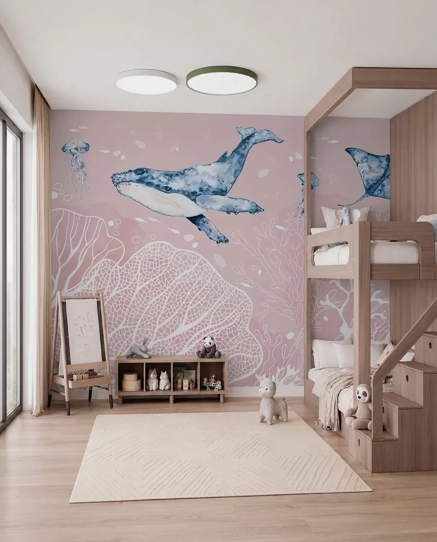 murales de pared Escena submarina con gentiles gigantes w00848v2