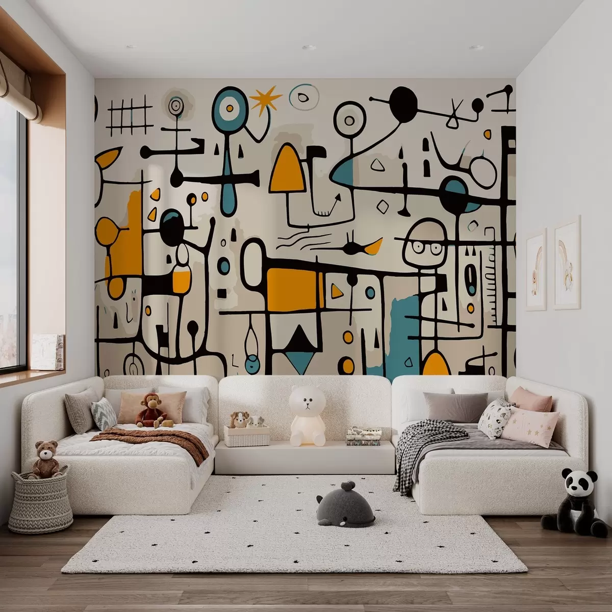 murales de pared Juego de líneas y color w02029