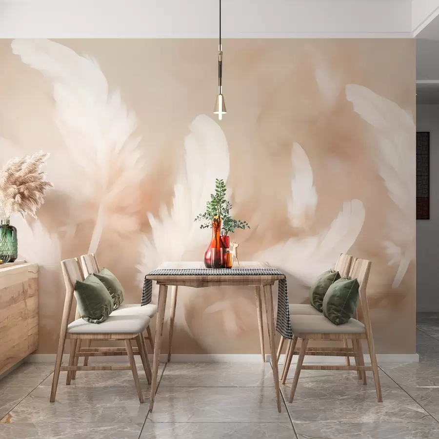 Murales de pared Plumas vaporosas en suaves tonos beige w02032 murales de pared Plumas vaporosas en suaves tonos beige w02032