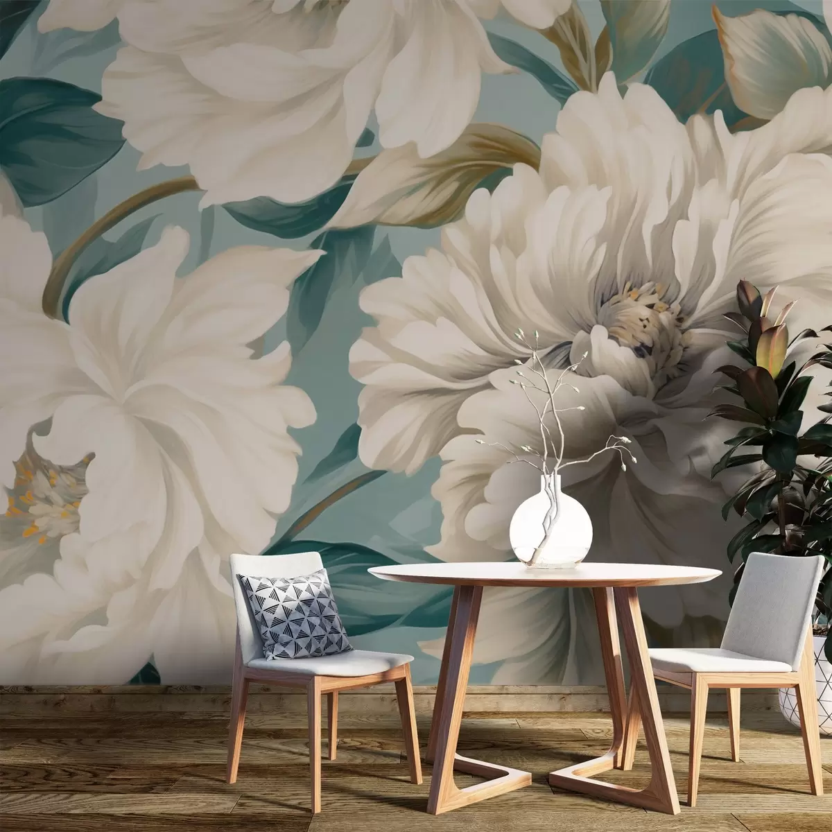 Murales de pared Grandes flores blancas w02038 murales de pared Grandes flores blancas w02038
